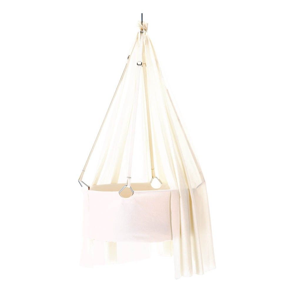 Babywiege mit matratze, spanngurt und gardine leander design baby