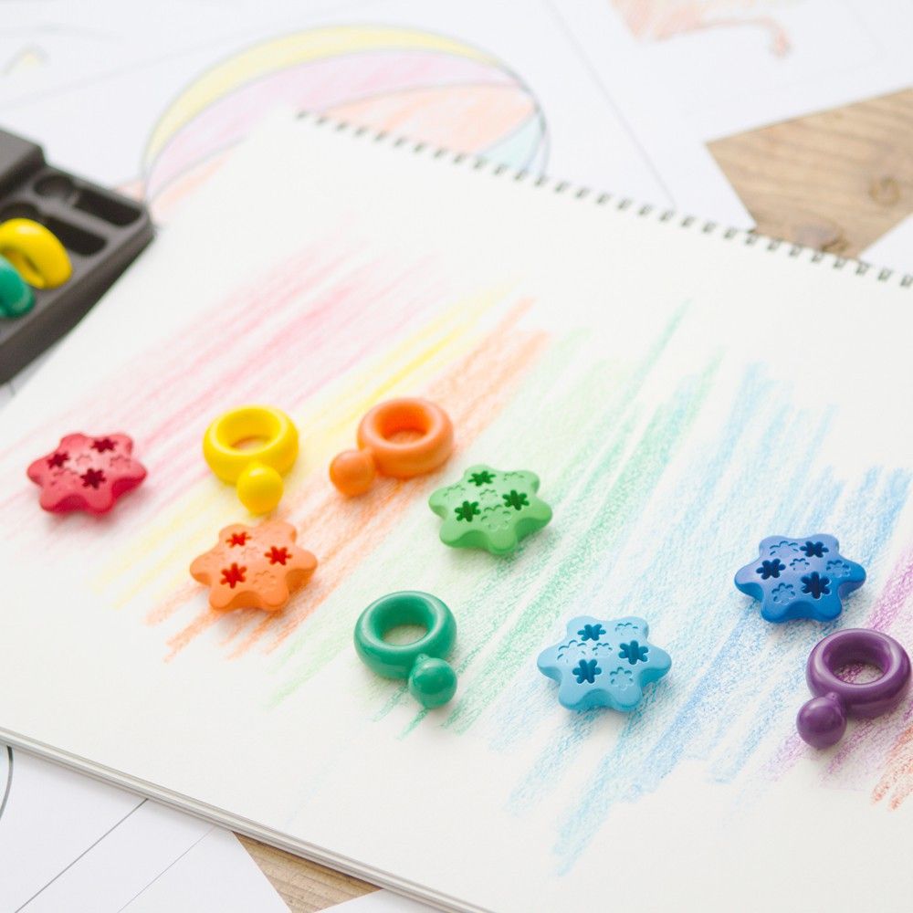 Washable Crayon Rings Set of 12 Multicoloured Primomo Toys and