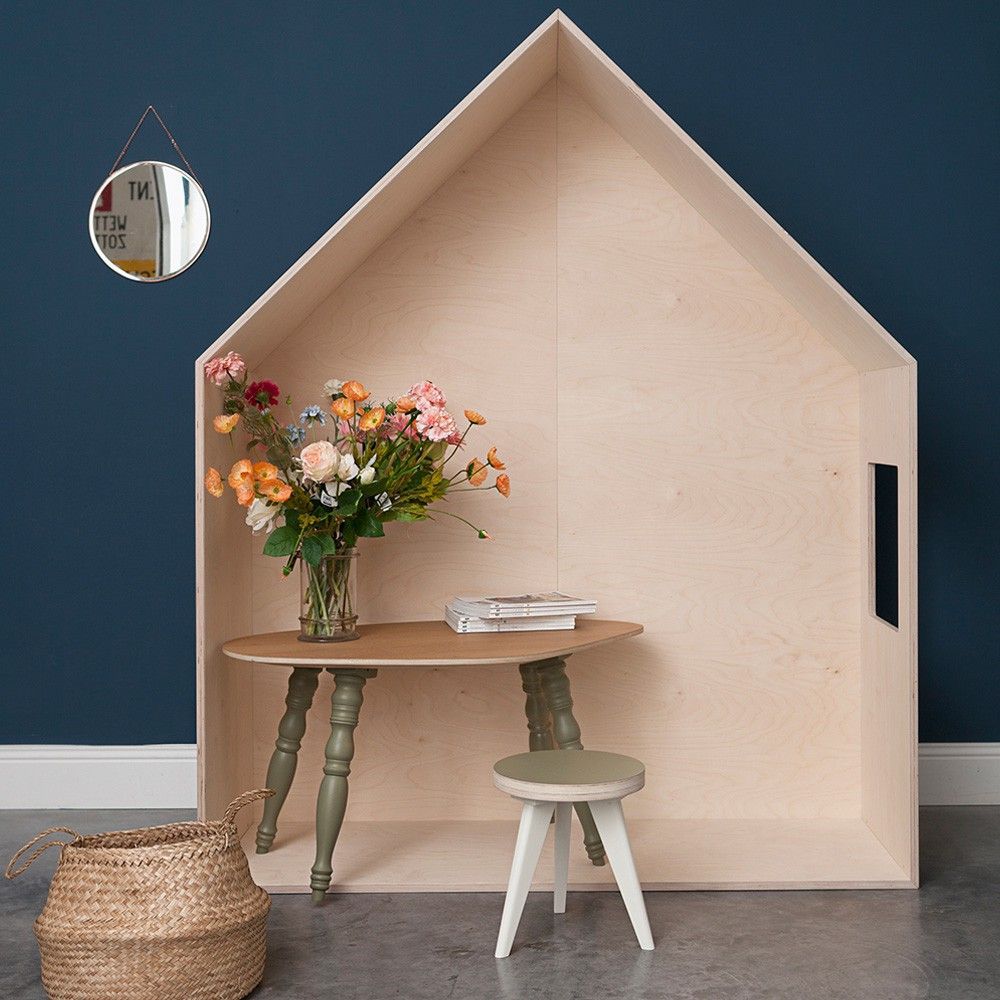 Kopfteil hütten bett natur blomkal design kind