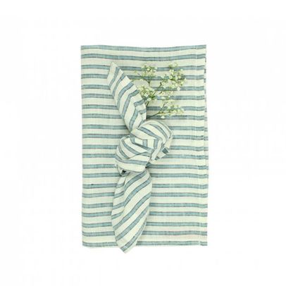 Lab Nappe et 12 serviettes en lin Rayé Tricolore-listing