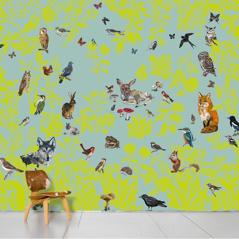 Papel pintado infantil con pájaros