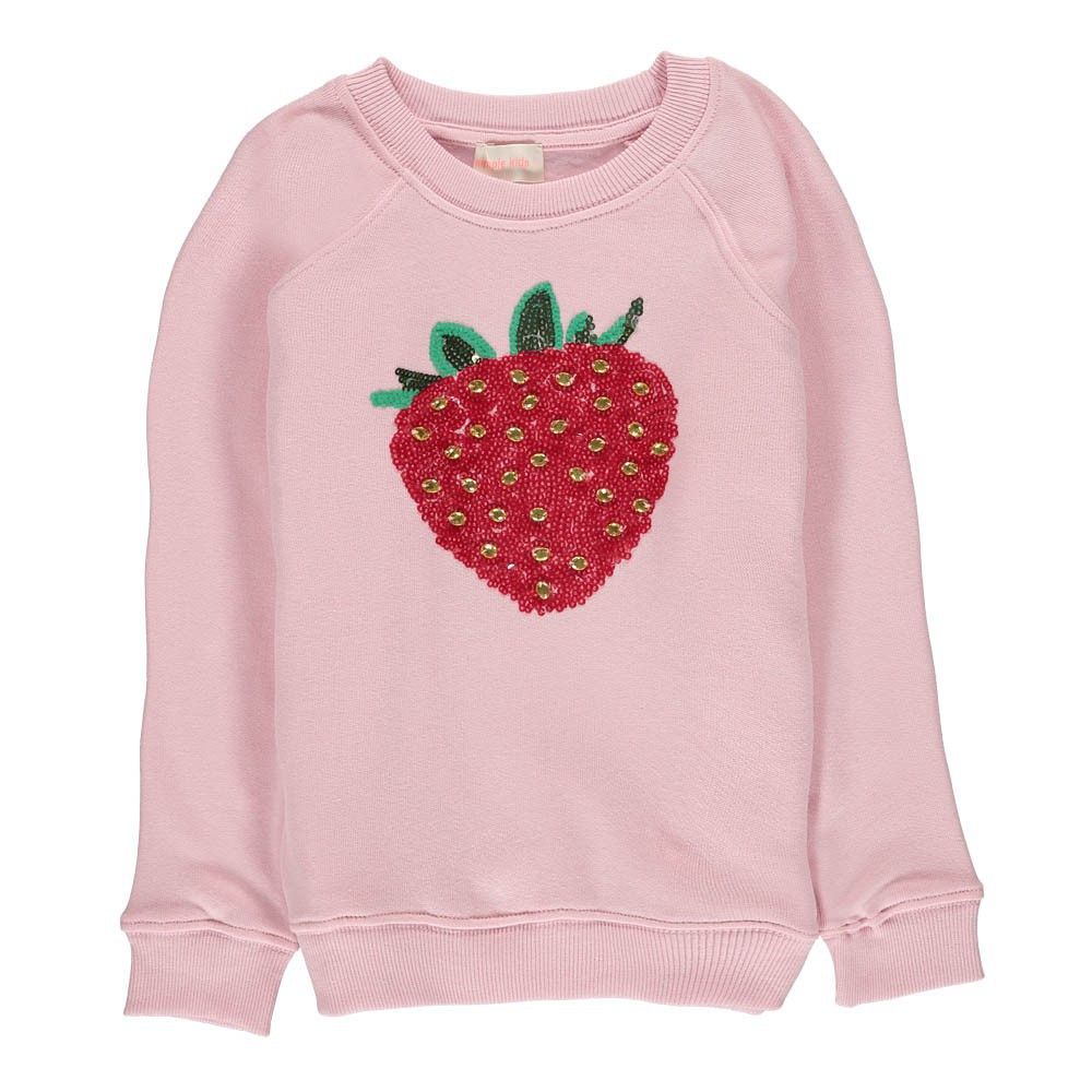Strawberry equins sweatshirt Pale pink Simple Kids Fashion