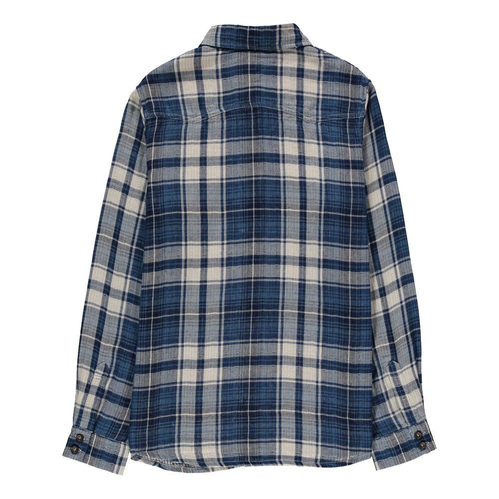 Double Faced Check Japanese Cotton Cash Shirt Blue Morley Fashion