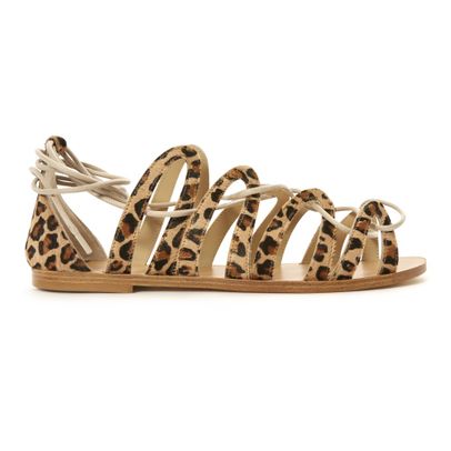 leopard lace up flats